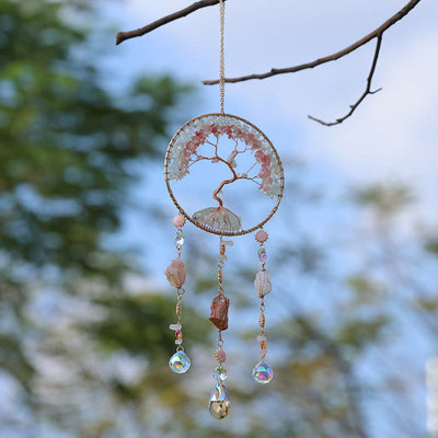 Olivenorma Strawberry Quartz Opalite Tree Of Life Wind Chime