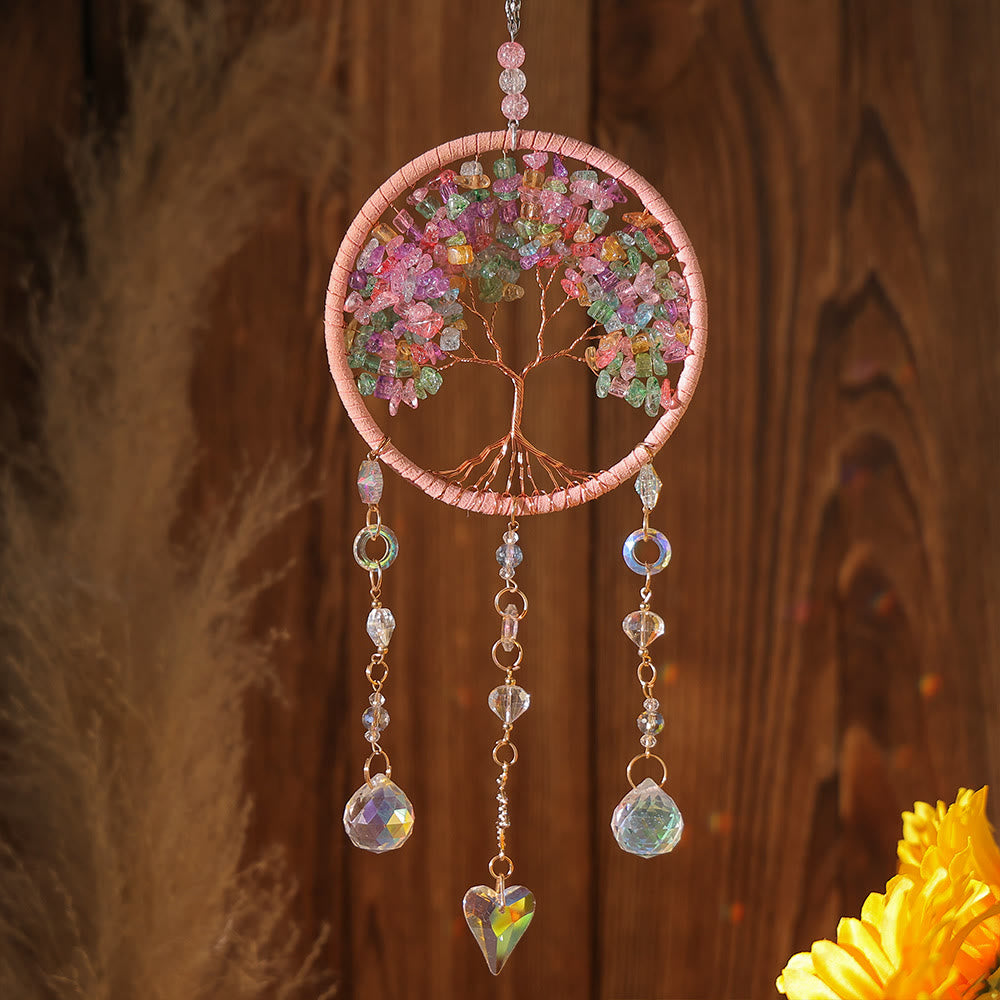 Olivenorma Amethyst Aquamarine Tourmaline Tree of Life Wind Chime