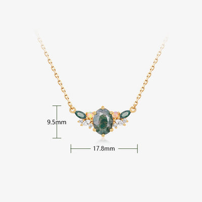 Olivenorma Natural Moss Agate Flower Crown Shape Necklace