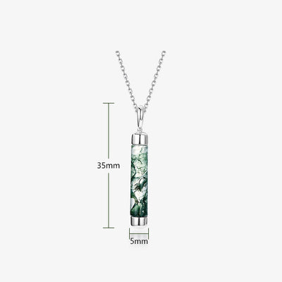 Olivenorma Natural Moss Agate Cylindrical Pendant Necklace