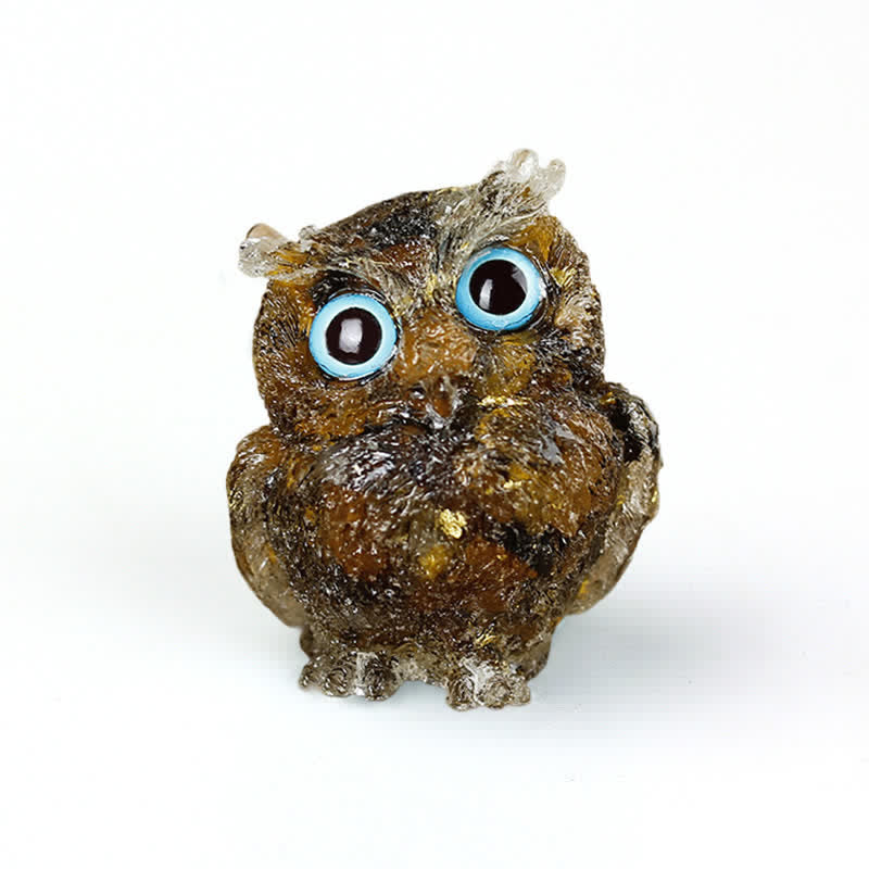 Olivenorma Natural Crystal Owl Gemstone Decoration - Tiger Eye+Foil - 2.08''(L) * 1.57''(W) * 1.45''(H) - image 6