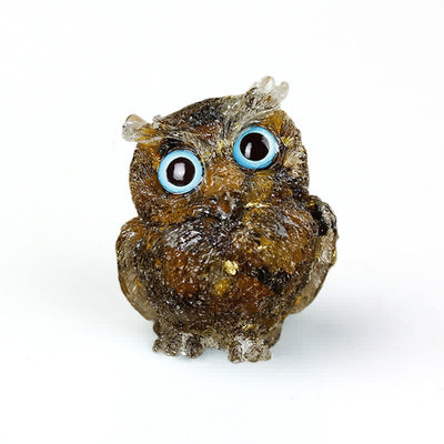 Olivenorma Natural Crystal Owl Gemstone Decoration - Tiger Eye+Foil - 2.08''(L) * 1.57''(W) * 1.45''(H) - image 6