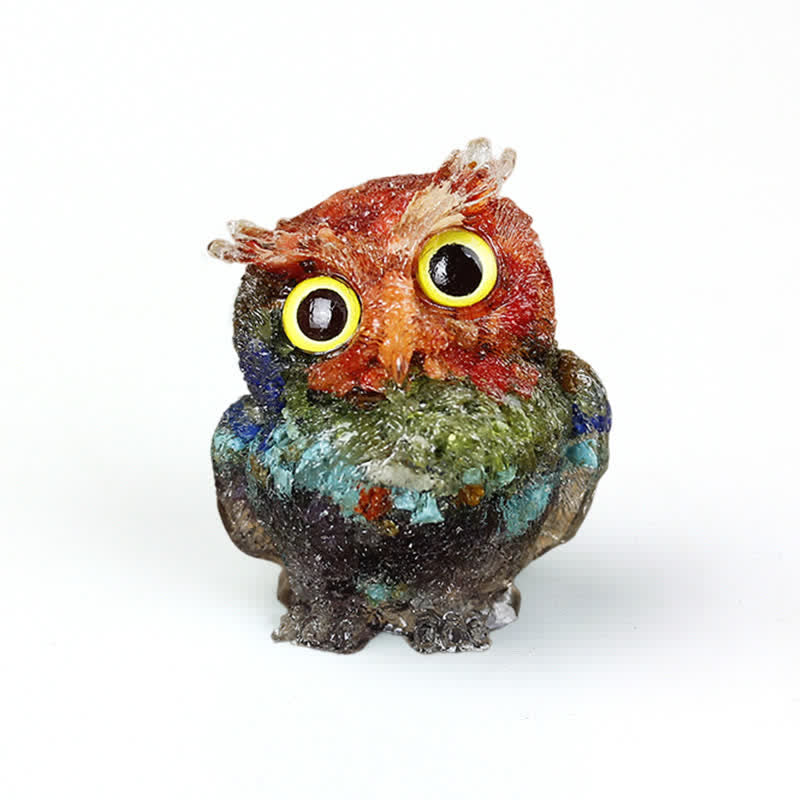 Olivenorma Natural Crystal Owl Gemstone Decoration - Red Agate+Red Jasper+Peridot+Turquoise+Lapis Lazuli+Amethyst - 2.08''(L) * 1.57''(W) * 1.45''(H) - image 63