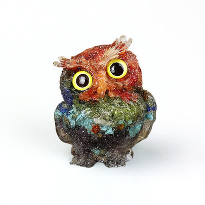 Olivenorma Wise Guardian Crystal Owl  Figurine Gemstone Decoration - Red Agate+Red Jasper+Peridot+Turquoise+Lapis Lazuli+Amethyst - 2.08''(L) * 1.57''(W) * 1.45''(H) - image 64