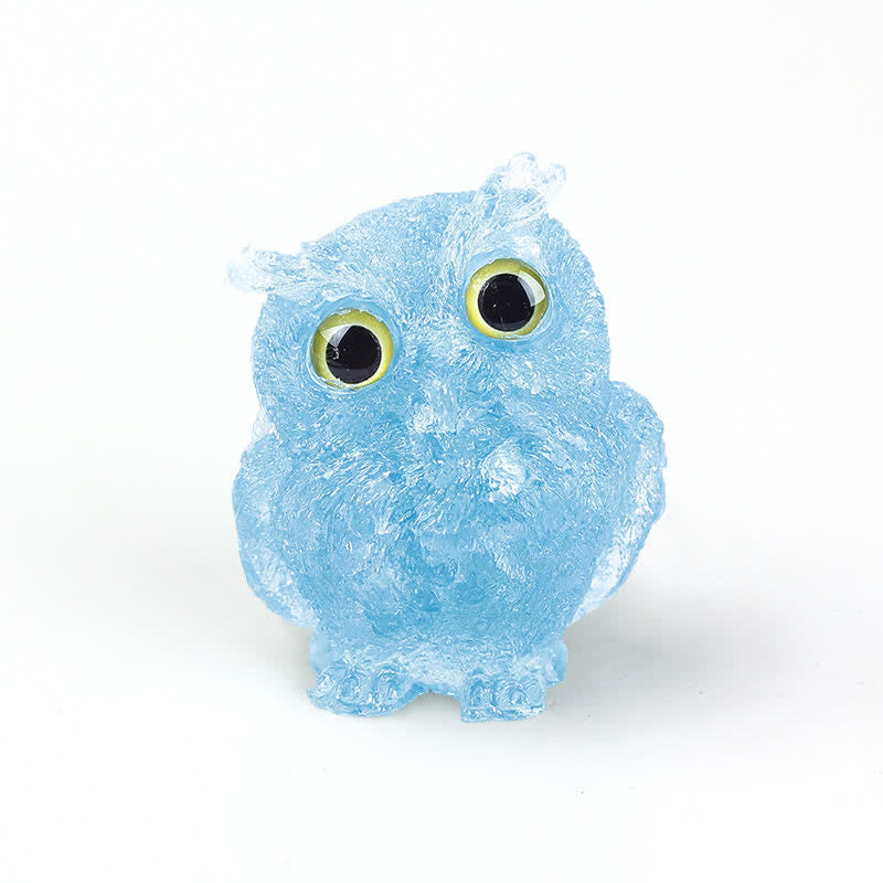 Olivenorma Natural Crystal Owl Gemstone Decoration - Aquamarine+Yellow Eye - 2.08''(L) * 1.57''(W) * 1.45''(H) - image 28