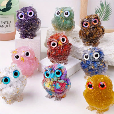 Olivenorma Natural Crystal Owl Gemstone Decoration - image 1