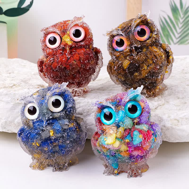 Olivenorma Natural Crystal Owl Gemstone Decoration