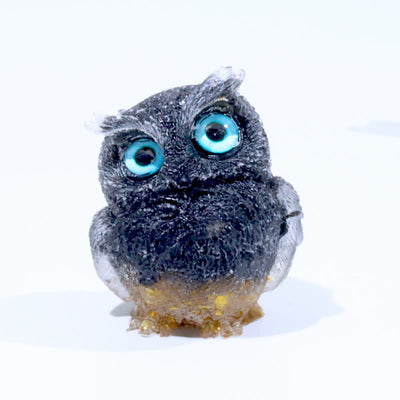 Olivenorma Natural Crystal Owl Gemstone Decoration - Obsidian & Rutilated Quartz - 2.08''(L) * 1.57''(W) * 1.45''(H) - image 87