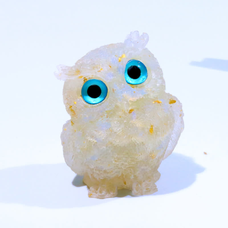 Olivenorma Natural Crystal Owl Gemstone Decoration - Opal#Blue Eye - 2.08''(L) * 1.57''(W) * 1.45''(H) - image 22