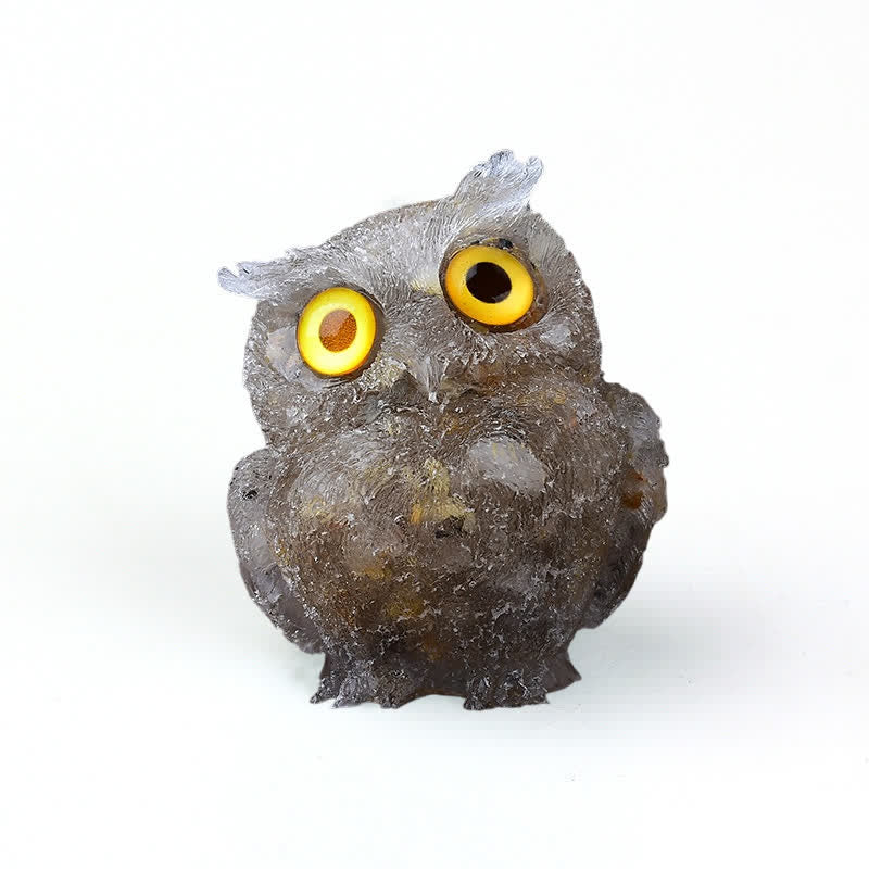 Olivenorma Natural Crystal Owl Gemstone Decoration