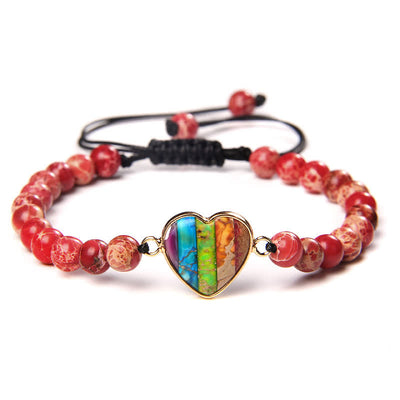 Olivenorma Heart Emperor Stone Natural Quartz Healing Braided Bracelet