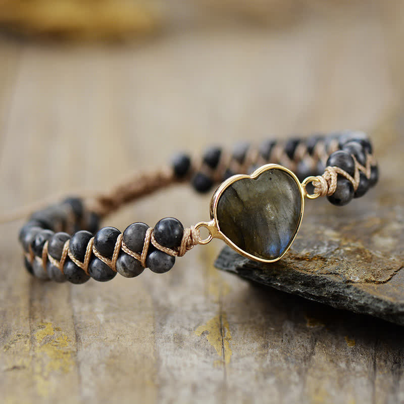 Olivenorma Heart Emperor Stone Natural Quartz Healing Braided Bracelet