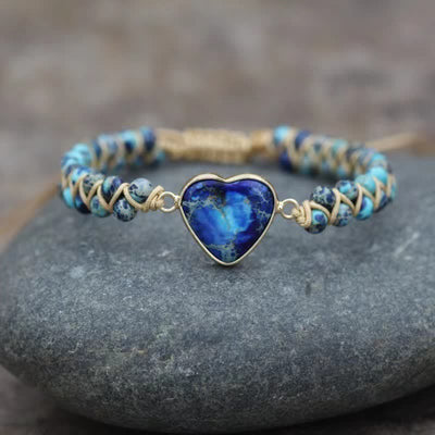 Olivenorma Heart Emperor Stone Natural Quartz Healing Braided Bracelet