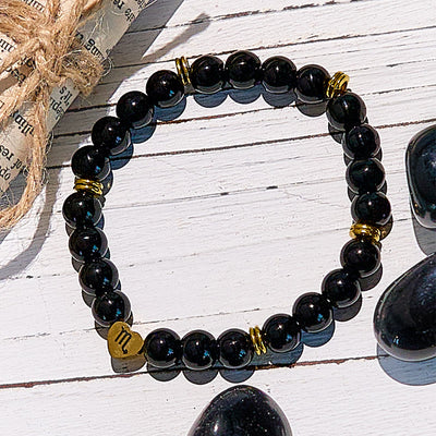 Olivenorma Natural Obsidian Zodiac Beaded Bracelet