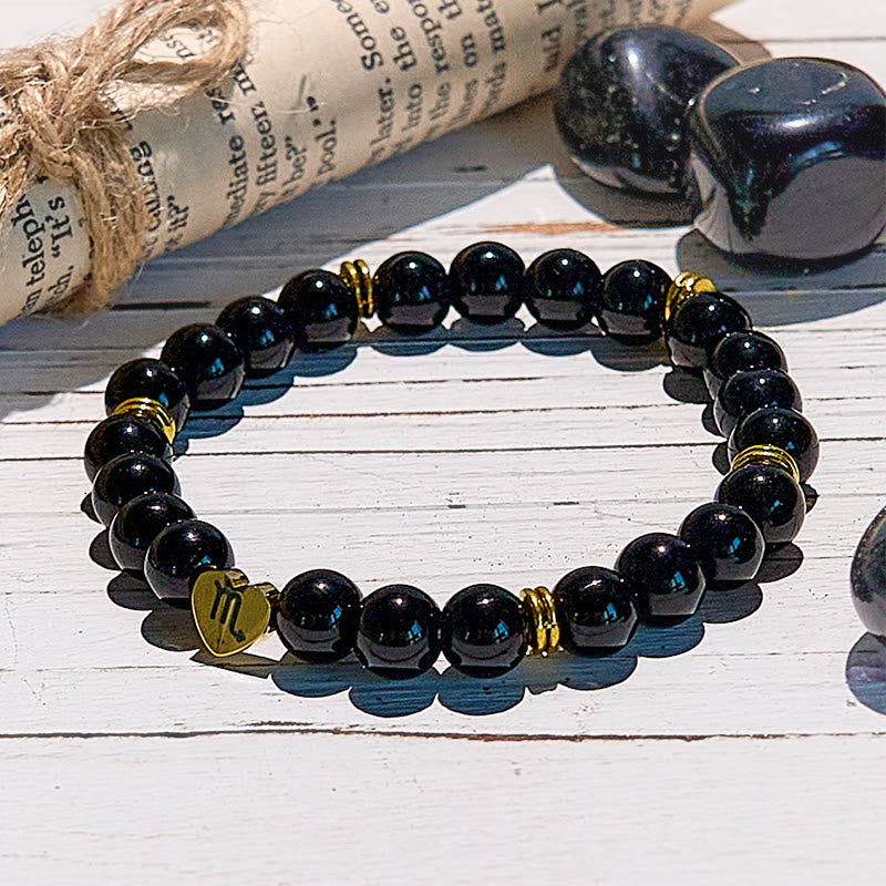 Olivenorma Natural Obsidian Zodiac Beaded Bracelet