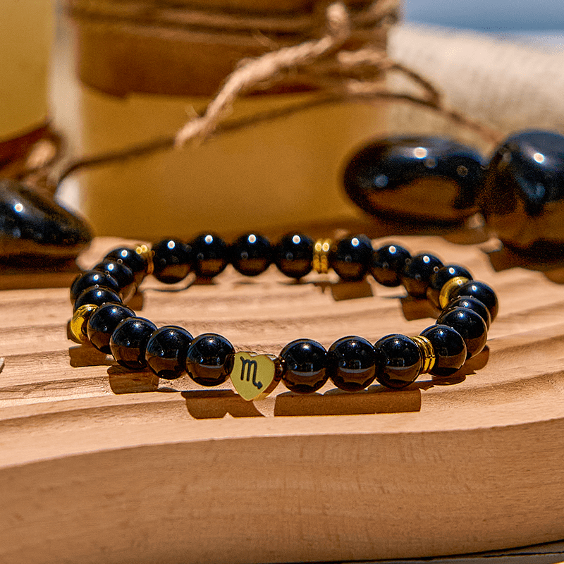 Olivenorma Natural Obsidian Zodiac Beaded Bracelet