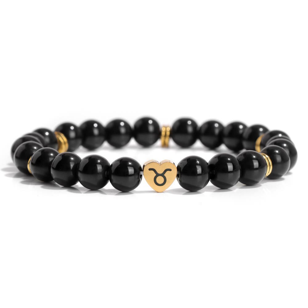 Olivenorma Natural Obsidian Zodiac Beaded Bracelet