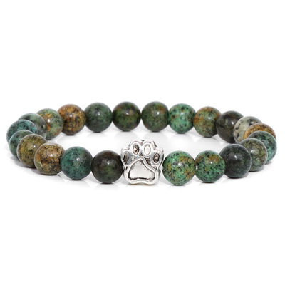 Olivenorma Natural Stone Beaded Dog Paw Pendant Bracelet