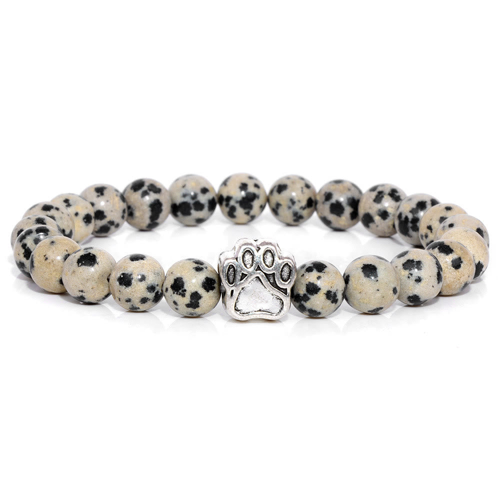 Olivenorma Natural Stone Beaded Dog Paw Pendant Bracelet