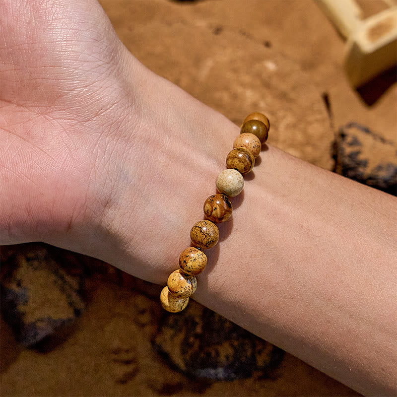 Olivenorma Natural Stone Beaded Gold Copper Wire Bracelet