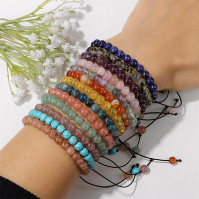 Olivenorma 4mm/6mm Natural Stone Beaded Drawstring Bracelet