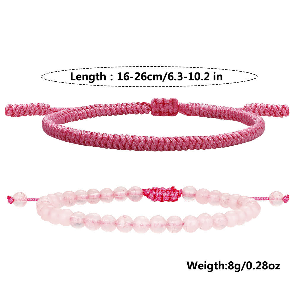 Olivenorma Natural Rose Quartz Beads Braided Bracelet