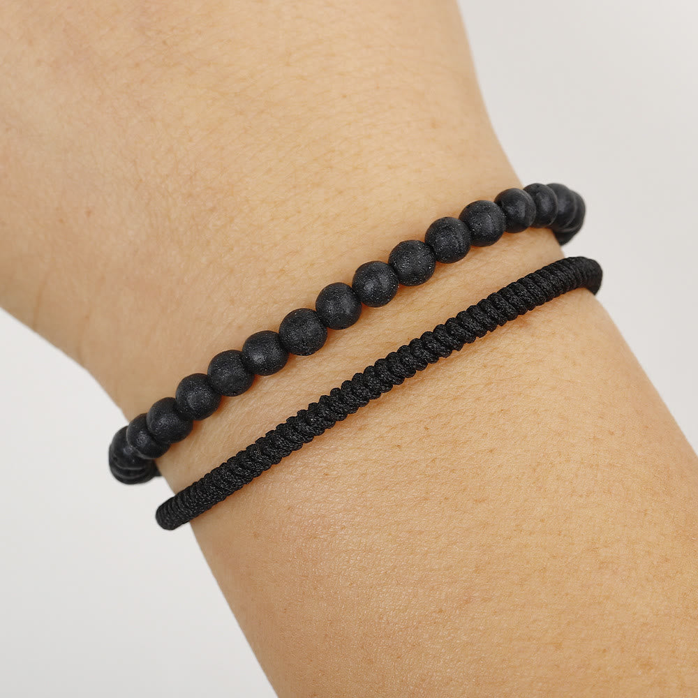 Olivenorma Natural Lava Stone Beads Braided Bracelet