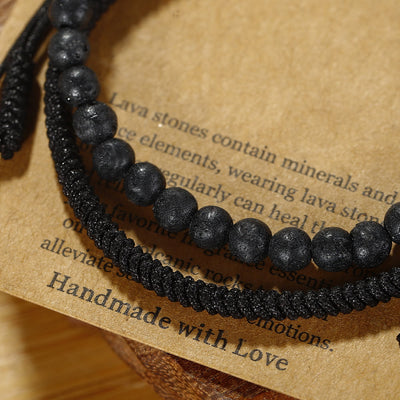 Olivenorma Natural Lava Stone Beads Braided Bracelet