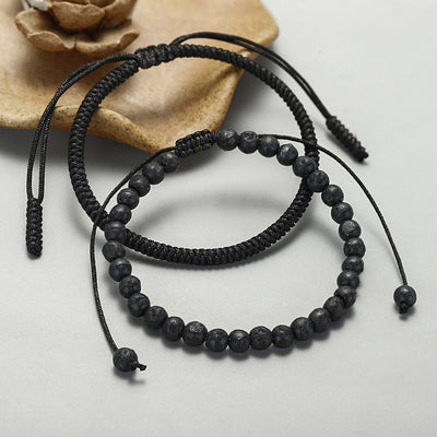 Olivenorma Natural Lava Stone Beads Braided Bracelet