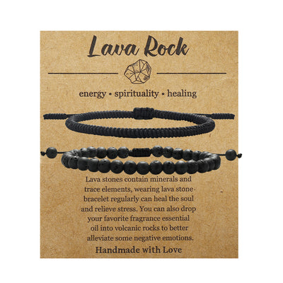 Olivenorma Natural Lava Stone Beads Braided Bracelet