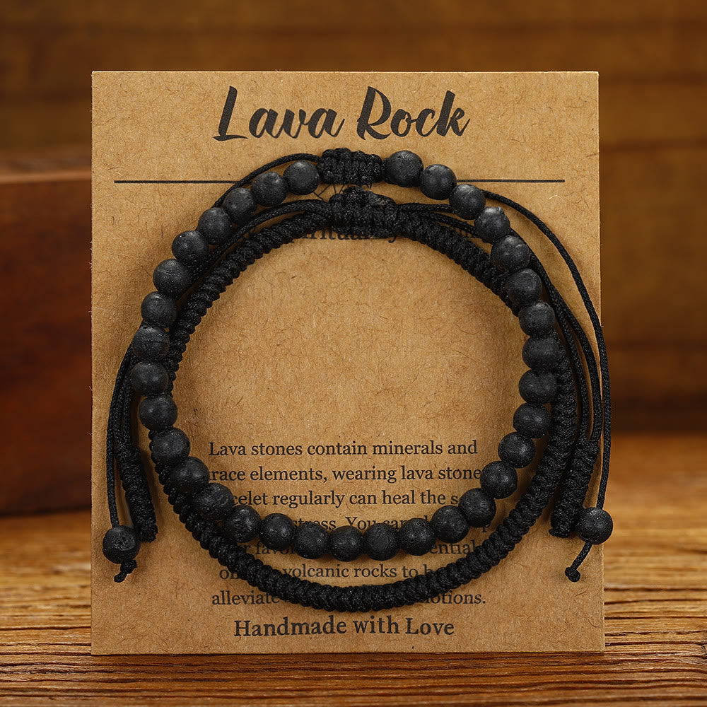 Olivenorma Natural Lava Stone Beads Braided Bracelet