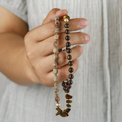 Olivenorma Agalmatolite Tiger Eye Beads Bracelet