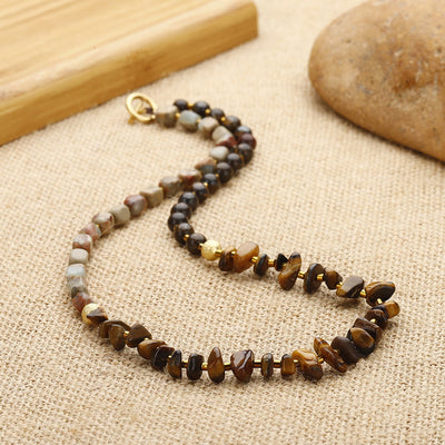 Olivenorma Agalmatolite Tiger Eye Beads Bracelet