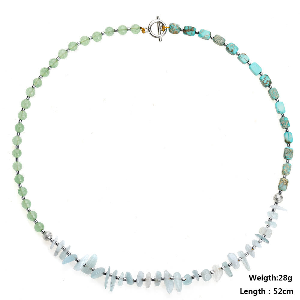 Olivenorma Aquamarine Emperor Stone Green Aventurine Beads Bracelet