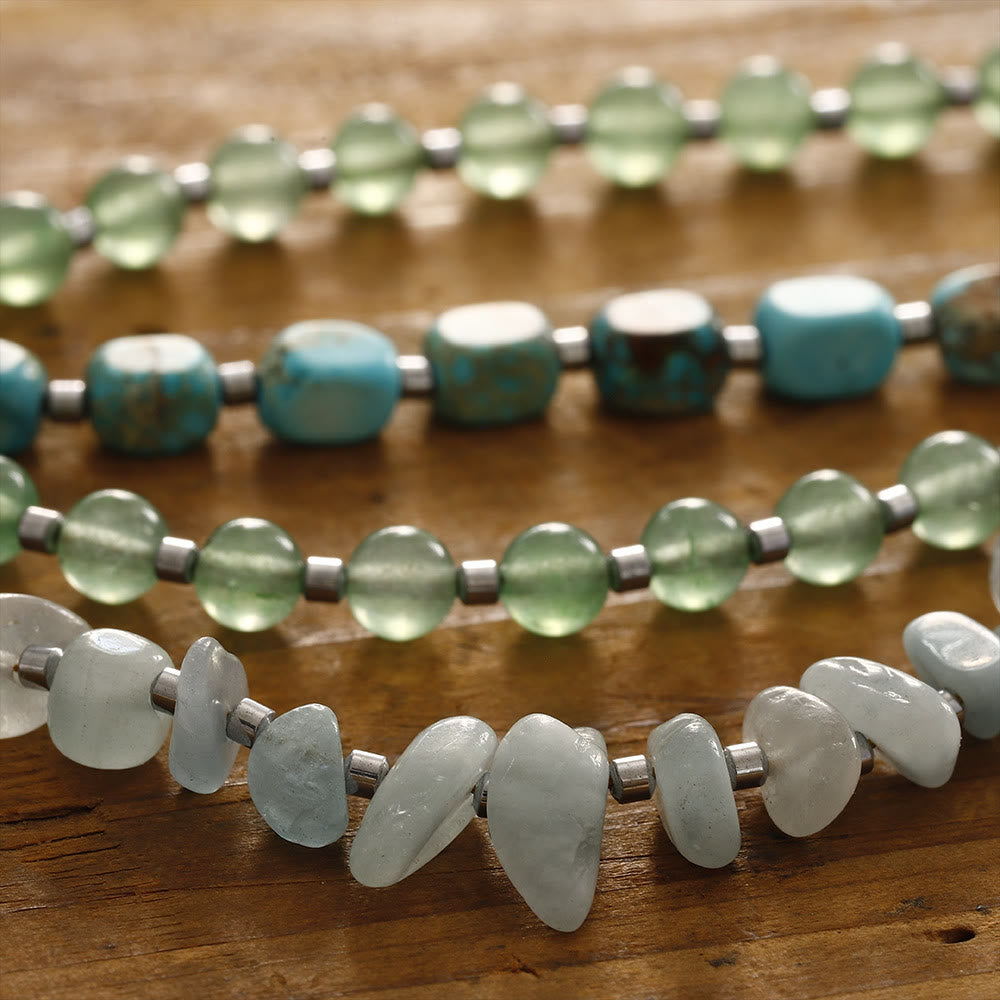 Olivenorma Aquamarine Emperor Stone Green Aventurine Beads Bracelet