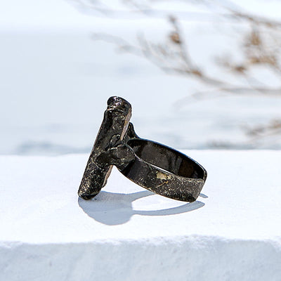 Olivenorma Natural Irregular Agate Antique Copper Ring