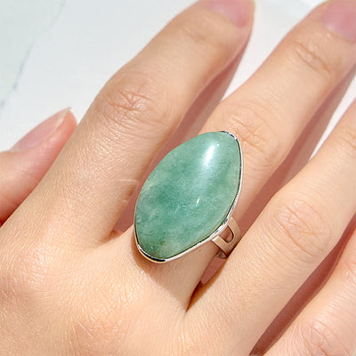 Olivenorma Natural Irregular Amazonite Adjustable Ring