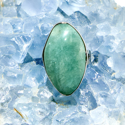 Olivenorma Natural Irregular Amazonite Adjustable Ring