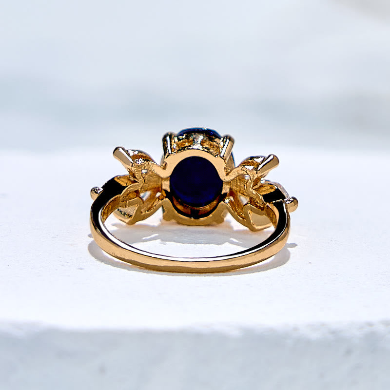 Olivenorma Oval Cut Blue Sandstone Zircon Leaf Ring