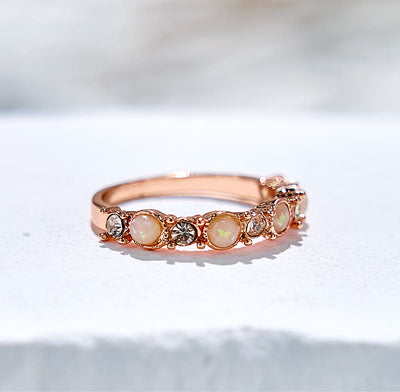 Olivenorma Natural Pink Opal Diamond Ring