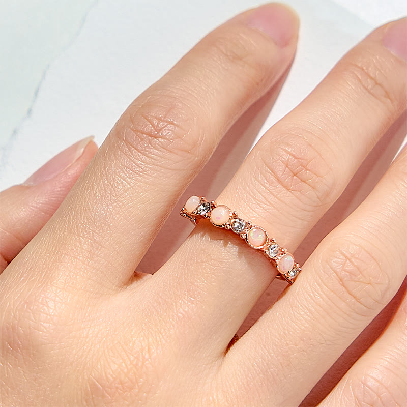 Olivenorma Natural Pink Opal Diamond Ring