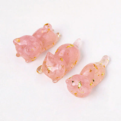 Olivenorma 1Pcs Crystal Epoxy Sleeping Kitten Gemstone Decoration - Rose Quartz - image 13