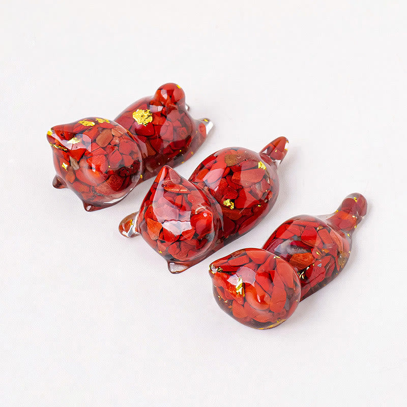 Olivenorma 1Pcs Crystal Epoxy Sleeping Kitten Gemstone Decoration - Red Jasper - image 11
