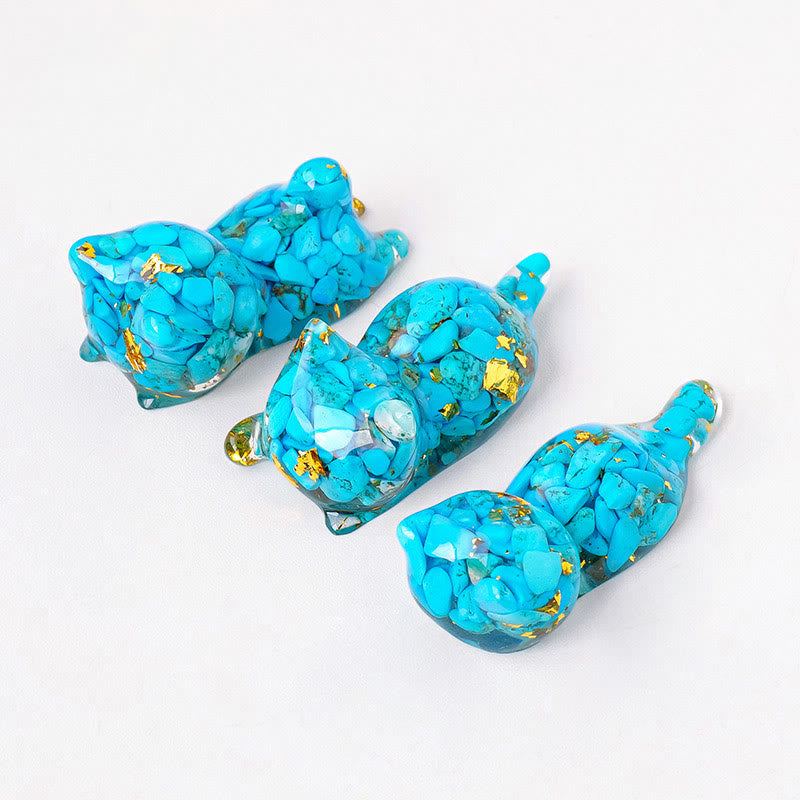Olivenorma 1Pcs Crystal Epoxy Sleeping Kitten Gemstone Decoration - Turquoise - image 17