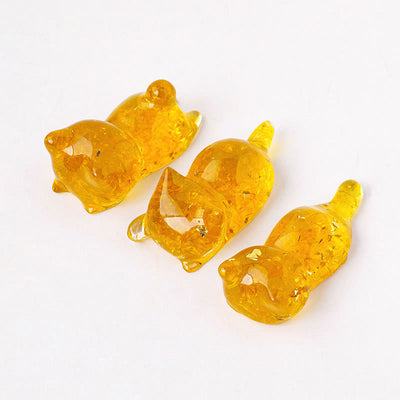 Olivenorma 1Pcs Crystal Epoxy Sleeping Kitten Gemstone Decoration - Citrine - image 5