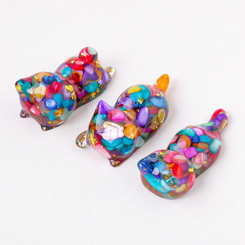 Olivenorma 1Pcs Crystal Epoxy Sleeping Kitten Gemstone Decoration - Colorful shells - image 19