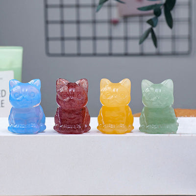 Olivenorma Crystal Epoxy Lucky Cat Gemstone Decoration - image 26