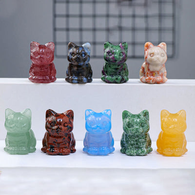 Olivenorma Crystal Epoxy Lucky Cat Gemstone Decoration - image 30