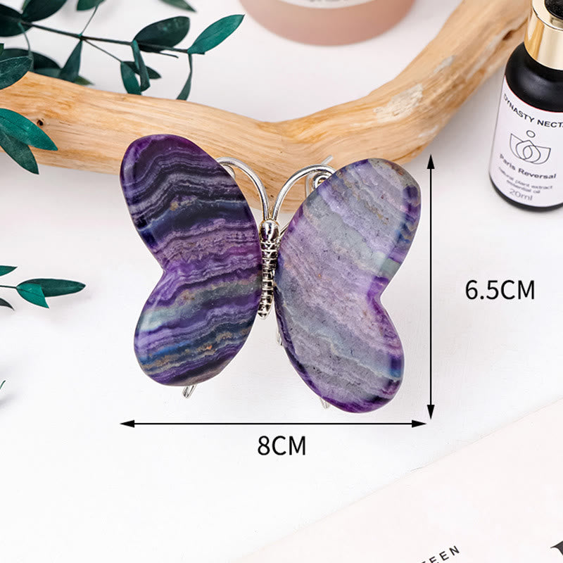 Olivenorma Rainbow Fluorite Dragonfly Butterfly Ornament Gemstone Decoration