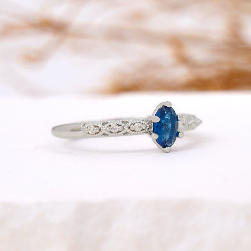 Olivenorma Retro Exquisite Oval Cut Sapphire Ring